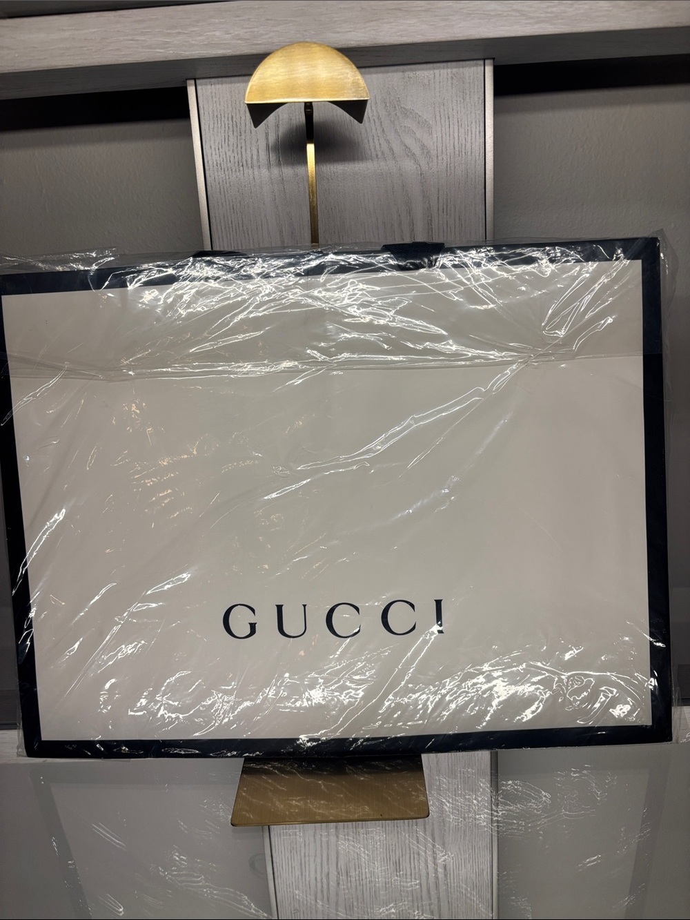 Gucci White and Black Framed Paper Shopper Bag